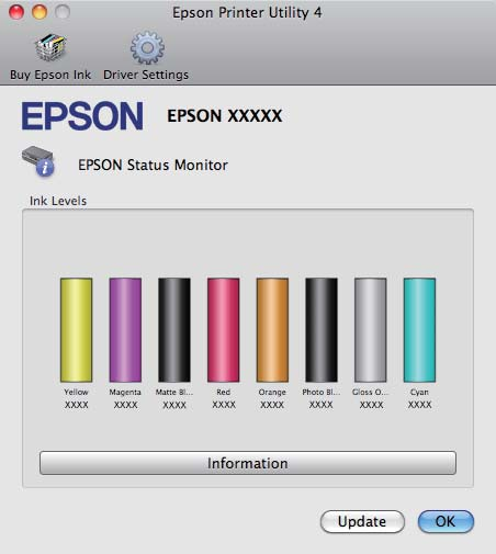 Χρήση του προγράμματος οδήγησης του εκτυπωτή (Mac OS X) EPSON Status Monitor Από την οθόνη του υπολογιστή σας μπορείτε να ελέγξετε την κατάσταση του εκτυπωτή, όπως την υπολειπόμενη στάθμη μελανιού