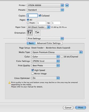 Επιλογές εκτύπωσης C Επιλέξτε Print Settings (Ρυθμίσεις εκτύπωσης) από τη λίστα και, στη συνέχεια, ορίστε το Media Type (Τύπος μέσου).