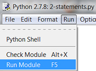 Εικόνα 2.13 Σύνταξη ενός Python script Εικόνα 2.14 Εκτέλεση ενός Python script Εικόνα 2.