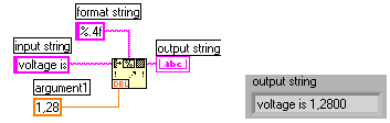 Η συνάρτηση Format Into String µετατρέπει τα δεδοµένα εισόδου (input arguments) σε µια διαφορετική τελική σειρά χαρακτήρων (resulting string), της οποίας η µορφή καθορίζεται από την σειρά χαρακτήρων