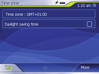 Πλοήγηση Κάντε κλικ πάνω στο Time zone (Ζώνη ώρας) για να ανοίξετε τη λίστα των πιθανών Settings (Ρυθμίσεις).