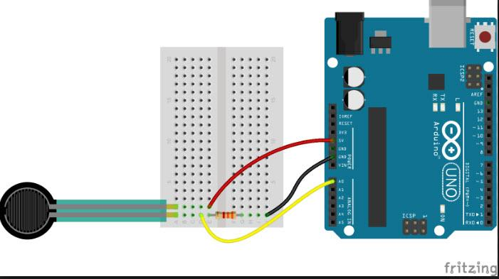 Σχεδίαση Συστημάτων με τον Arduino Εικόνα 5: Το σχηματικό διάγραμμα του κυκλώματος του αισθητήρα δύναμης.