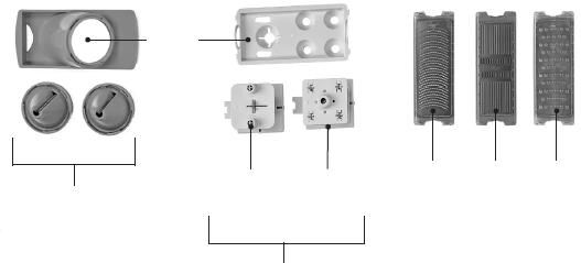 3. Περιεχόµενα του Nicer Dicer Magic Cube Καπάκι σφράγισης Μεγάλη πρέσα κοπής για χρήση µε τα εξαρτήµατα XXL (Μεγάλο) εξάρτηµα καθαρισµού για χρήση µε τα εξαρτήµατα XXL Λαβή για ασφαλή κοπή Κάλυµµα