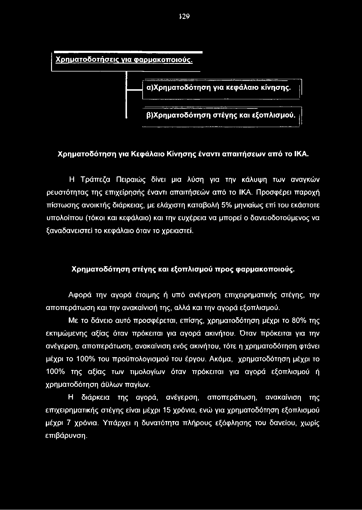 1-29 Χρηματοδοτήσεις νια (ραουακοποιούο. α)χρηματοδότηση για κεφάλαιο κίνησης. β)χρηματοδότηση στέγης και εξοπλισμού. Χρηματοδότηση για Κεφάλαιο Κίνησης έναντι απαιτήσεων από το ΙΚΑ.