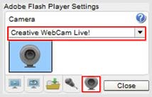 5. Να επιλέξτε ποια κάμερα θα χρησιμοποιήσει ο Flash Player (στην περίπτωση που έχετε συνδεδεμένες περισσότερες από μία στον υπολογιστή σας): Επιπλέον λειτουργίες στο περιβάλλον του BigBlueButton