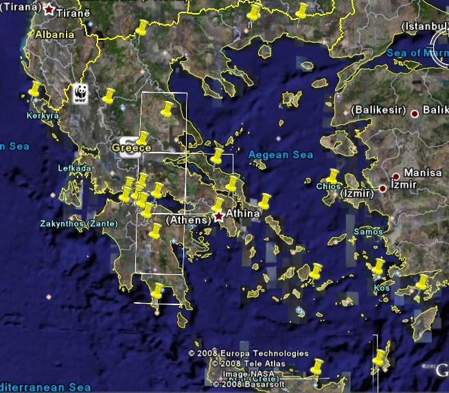 βρεθεί αρκετά σημεία στην περιοχή της Αχαΐας, έχουν σημειωθεί, όπως και στο προηγούμενο παράδειγμα, και αρκετά σημεία που δεν αναφέρονται στο κείμενο της ιστοσελίδας. Σχήμα 3.