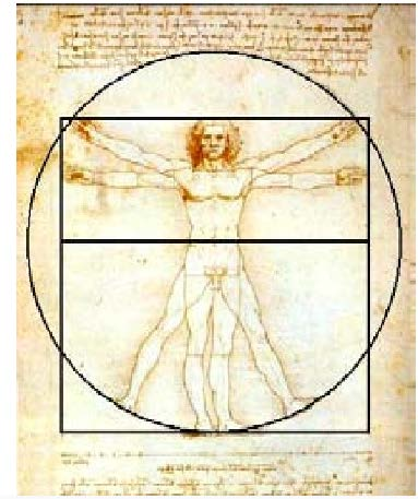 Ο άνθρωπος του Βιτρούβιου του Leonardo Da Vinci Φαίνεται ότι ο ντα Βίντσι εικονογράφησε το De Architectura 3.1.