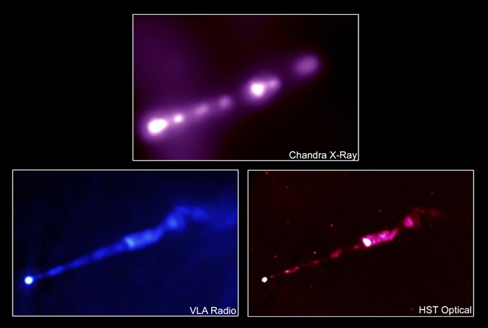 ΠΙΔΑΚΑΣ ΤΗΣ ΓΑΛΑΞΙΑΚΗΣ ΜΕΛΑΝΗΣ ΟΠΗΣ Μ87 Κόμβοι: Ακτινοβολία Synchrotron Εικόνα 22: Πίδακας από τη γαλαξιακή μελανή οπή M87, σε ακτίνες-χ, ραδιοκύματα και οπτικό.