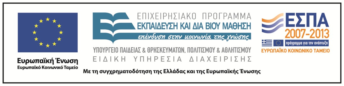 Αριστοτέιο Πανεπιστήμιο Θεσσαλονίκης Χρηματοδότηση Το παρόν εκπαιδευτικό υλικό έχει αναπτυχθεί στα πλαίσια του εκπαιδευτικού έργου του διδάσκοντα.