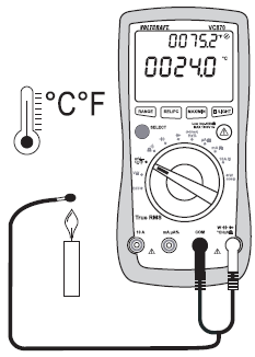 8.9 Merjenje temperature Med merjenjem temperature je lahko merilni temperaturi izpostavljeno samo temperaturno tipalo.