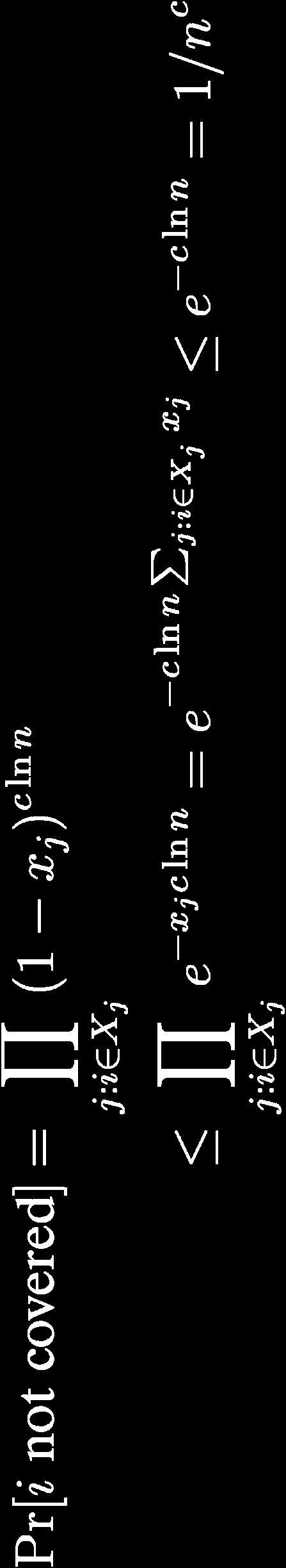 Set Cover: Randomized Rounding Έστω x βέλτιστη λύση LP με κόστος OPT Επιλέγουμε κάθε σύνολο j ανεξάρτητα, με πιθανότητα x j Επαναλαμβάνουμε cln(n) φορές, σταθερά c 2 Ηλύσημαςείναιεφικτή (με μεγάλη