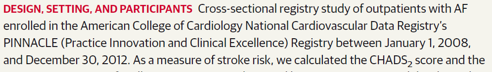From: Oral Anticoagulant Therapy Prescription in Patients With Atrial Fibrillation Across the Spectrum of Stroke Risk: Insights From the NCDR PINNACLE Registry JAMA Cardiol.