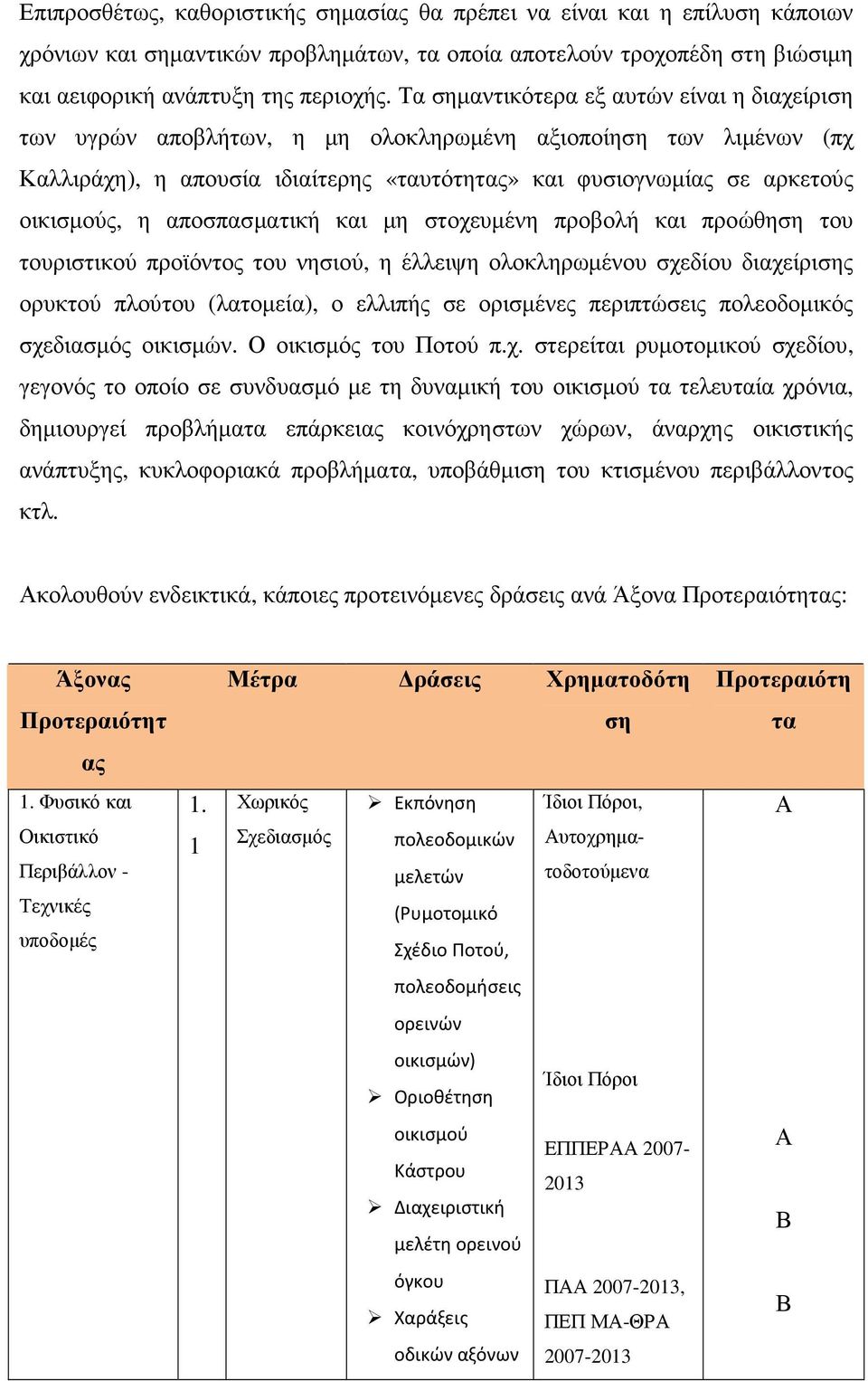 αποσπασµατική και µη στοχευµένη προβολή και προώθηση του τουριστικού προϊόντος του νησιού, η έλλειψη ολοκληρωµένου σχεδίου διαχείρισης ορυκτού πλούτου (λατοµεία), ο ελλιπής σε ορισµένες περιπτώσεις