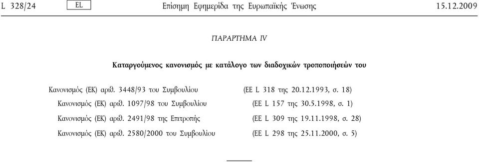 3448/93 του Συμβουλίου (ΕΕ L 318 της 20.12.1993, σ. 18) Κανονισμός (ΕΚ) αριθ.