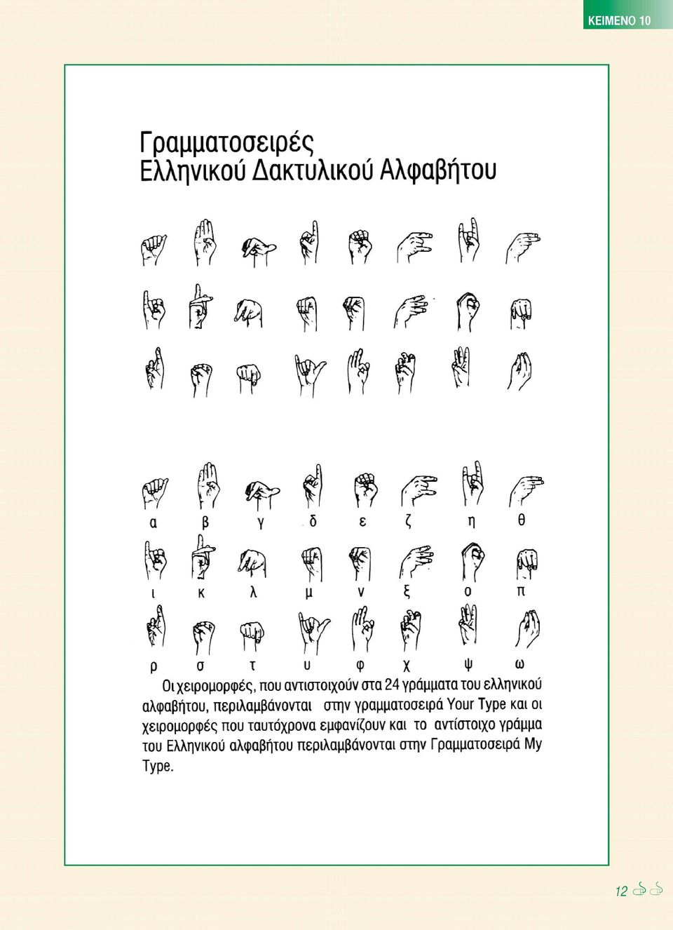 περιλαμβάνονται στην γραμματοοειρά Your Type και οι χειρομορφές που ταυτόχρονα εμφανίζουν