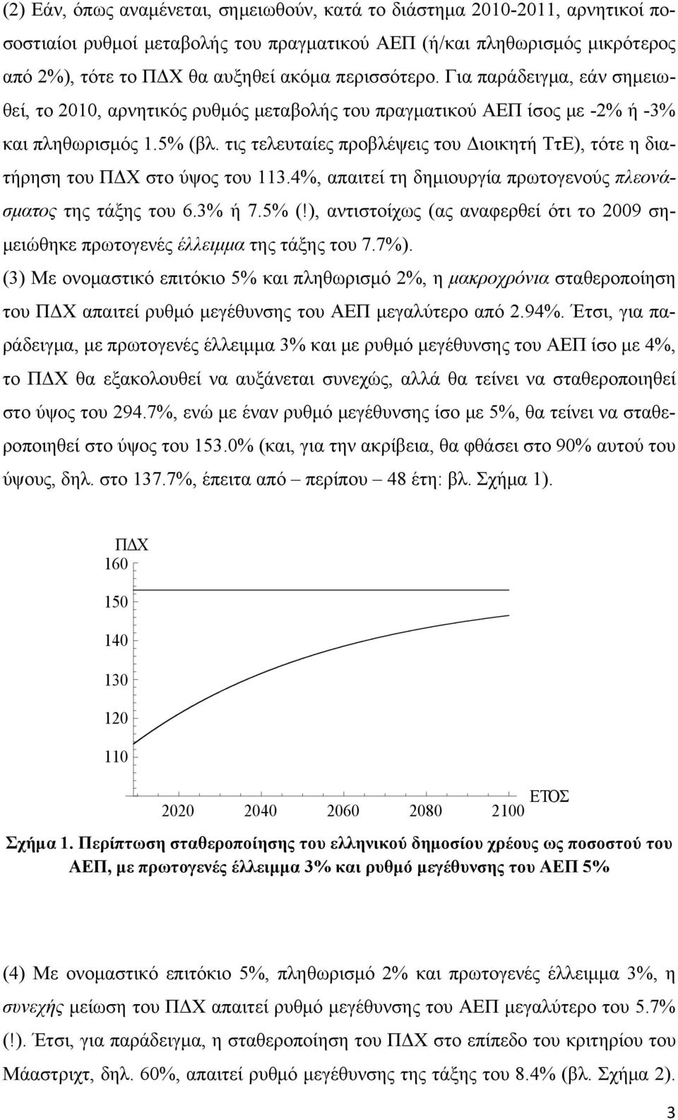 τις τελευταίες προβλέψεις του Διοικητή ΤτΕ), τότε η διατήρηση του ΠΔΧ στο ύψος του 113.4%, απαιτεί τη δημιουργία πρωτογενούς πλεονάσματος της τάξης του 6.3% ή 7.5% (!