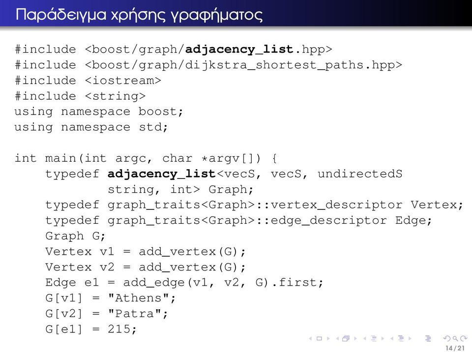 adjacency_list<vecs, vecs, undirecteds string, int> Graph; typedef graph_traits<graph>::vertex_descriptor Vertex; typedef