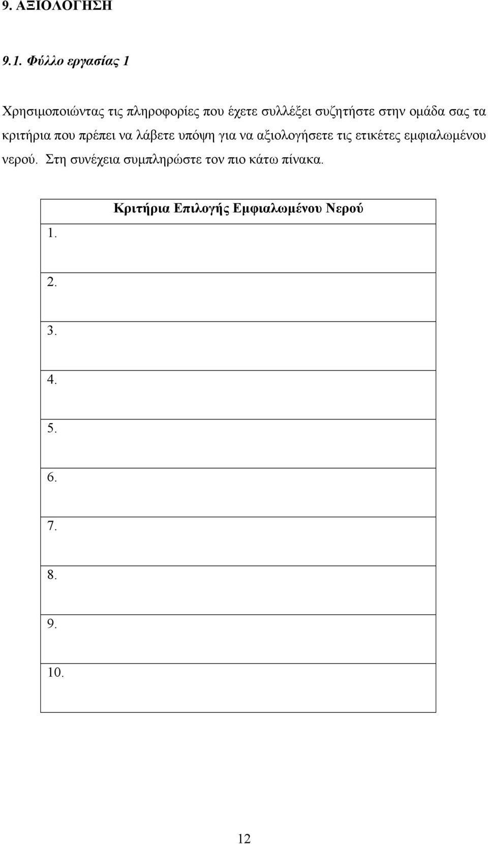 στην ομάδα σας τα κριτήρια που πρέπει να λάβετε υπόψη για να αξιολογήσετε τις