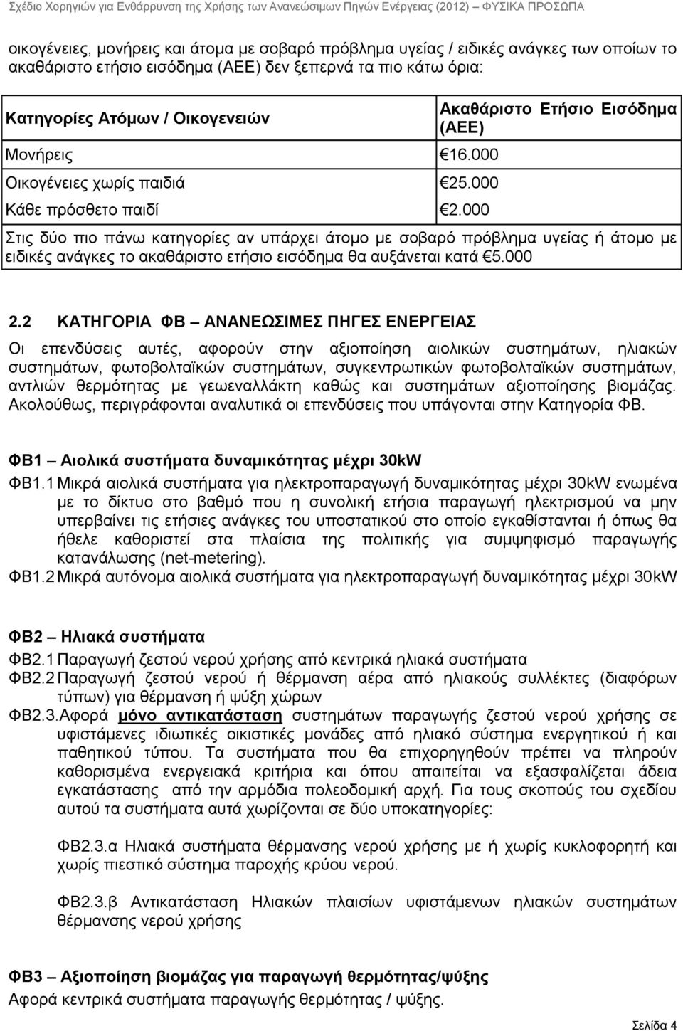 000 Αθαζάξηζην Δηήζην Δηζφδεκα (ΑΔΔ) ηηο δχν πην πάλσ θαηεγνξίεο αλ ππάξρεη άηνκν κε ζνβαξφ πξφβιεκα πγείαο ή άηνκν κε εηδηθέο αλάγθεο ην αθαζάξηζην εηήζην εηζφδεκα ζα απμάλεηαη θαηά 5.000 2.