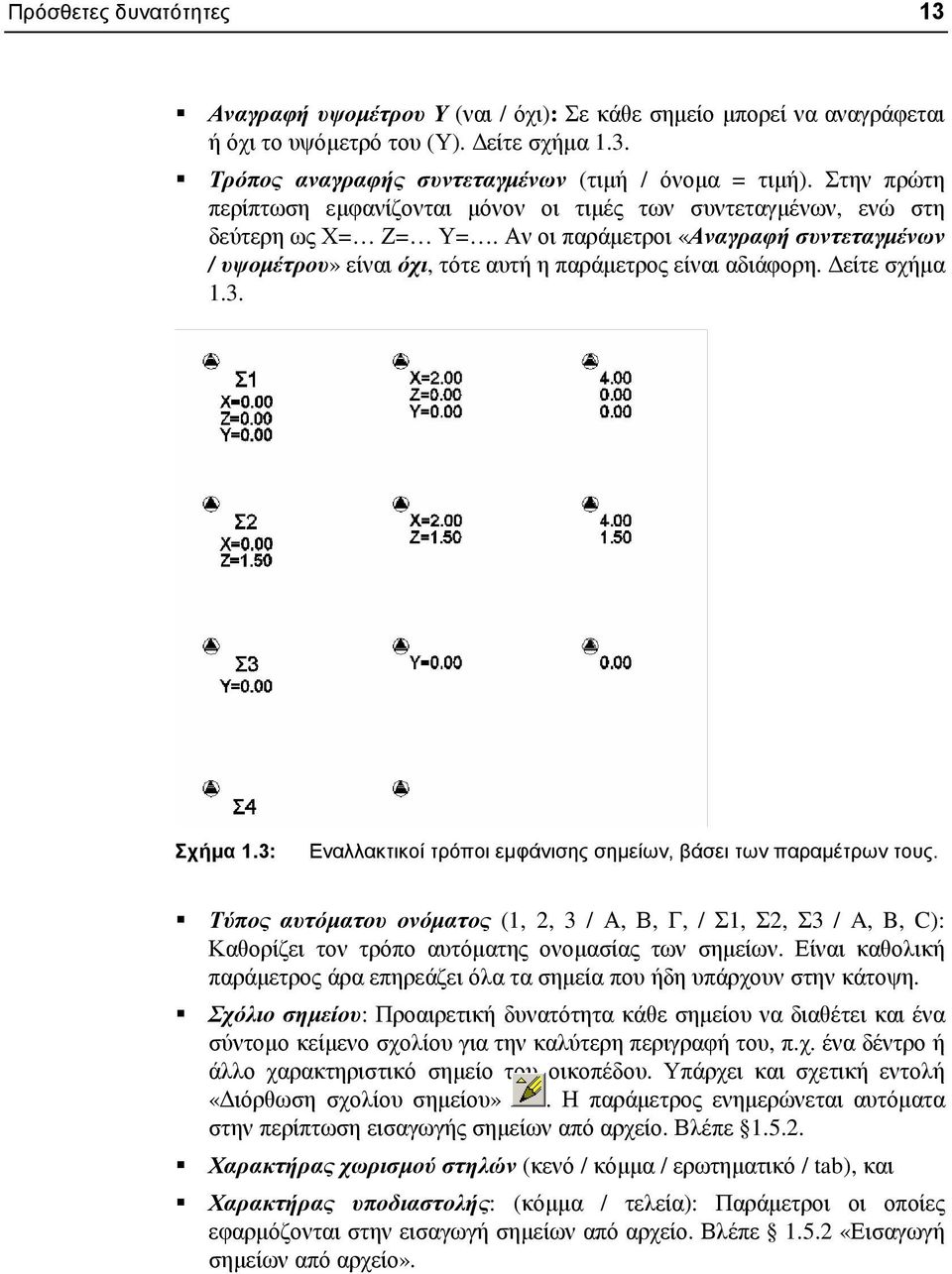 είτε σχήµα 1.3. Σχήµα 1.3: Εναλλακτικοί τρόποι εµφάνισης σηµείων, βάσει των παραµέτρων τους.