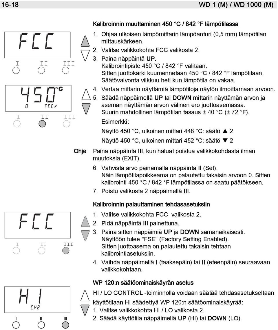 Säätövalvonta vilkkuu heti kun lämpötila on vakaa. 4. Vertaa mittarin näyttämiä lämpötiloja näytön ilmoittamaan arvoon. 5.