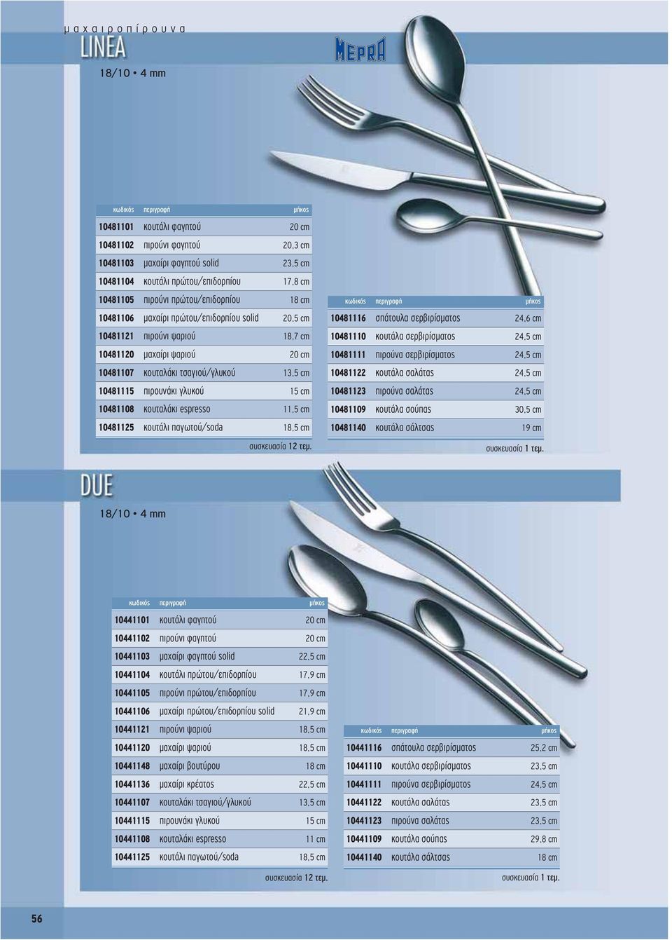 espresso 11,5 cm 10481125 κουτάλι παγωτού/soda 18,5 cm 10481116 σπάτουλα σερβιρίσματος 24,6 cm 10481110 κουτάλα σερβιρίσματος 24,5 cm 10481111 πιρούνα σερβιρίσματος 24,5 cm 10481122 κουτάλα σαλάτας
