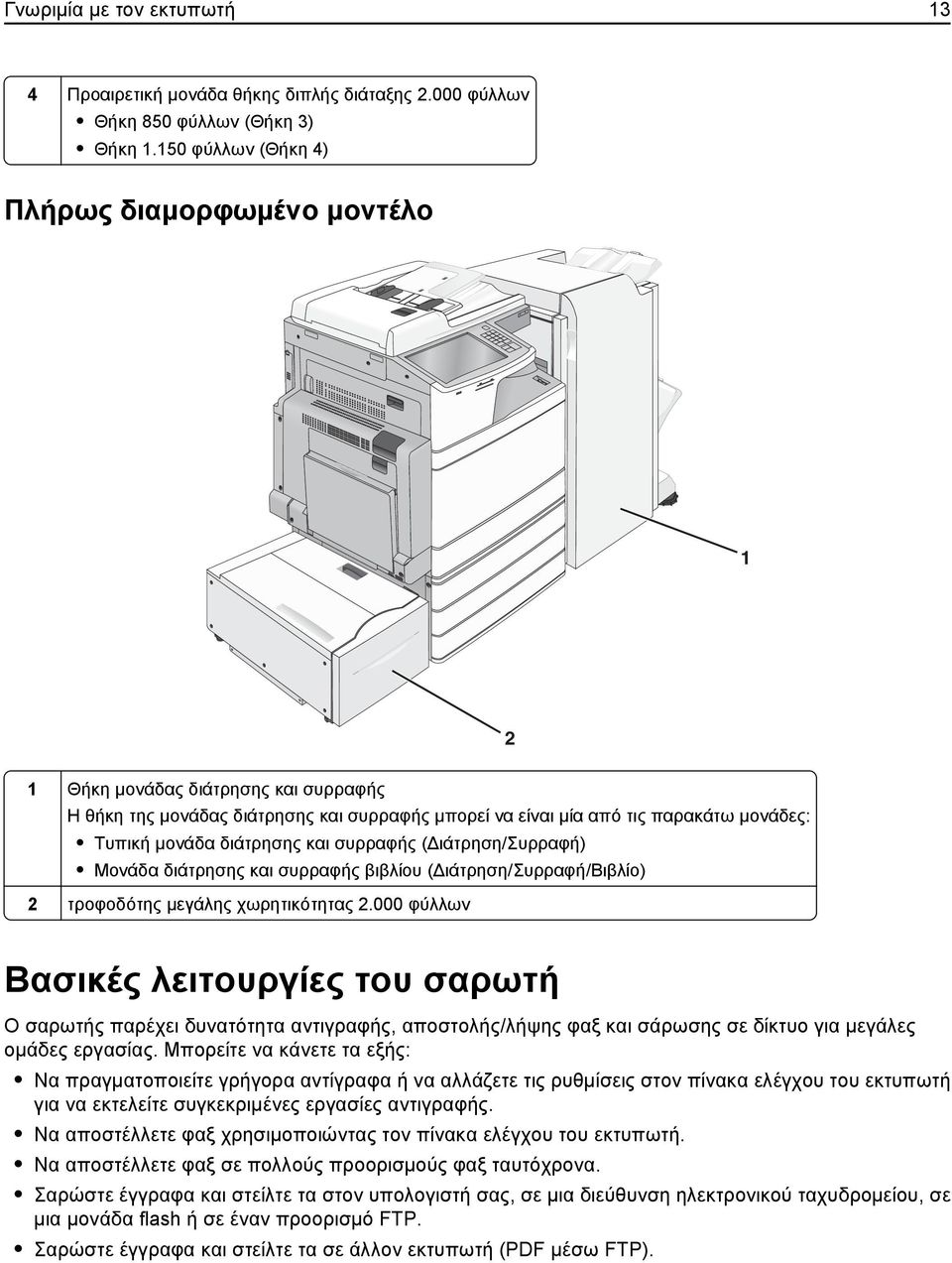 διάτρησης και συρραφής (Διάτρηση/Συρραφή) Μονάδα διάτρησης και συρραφής βιβλίου (Διάτρηση/Συρραφή/Βιβλίο) 2 τροφοδότης μεγάλης χωρητικότητας 2.