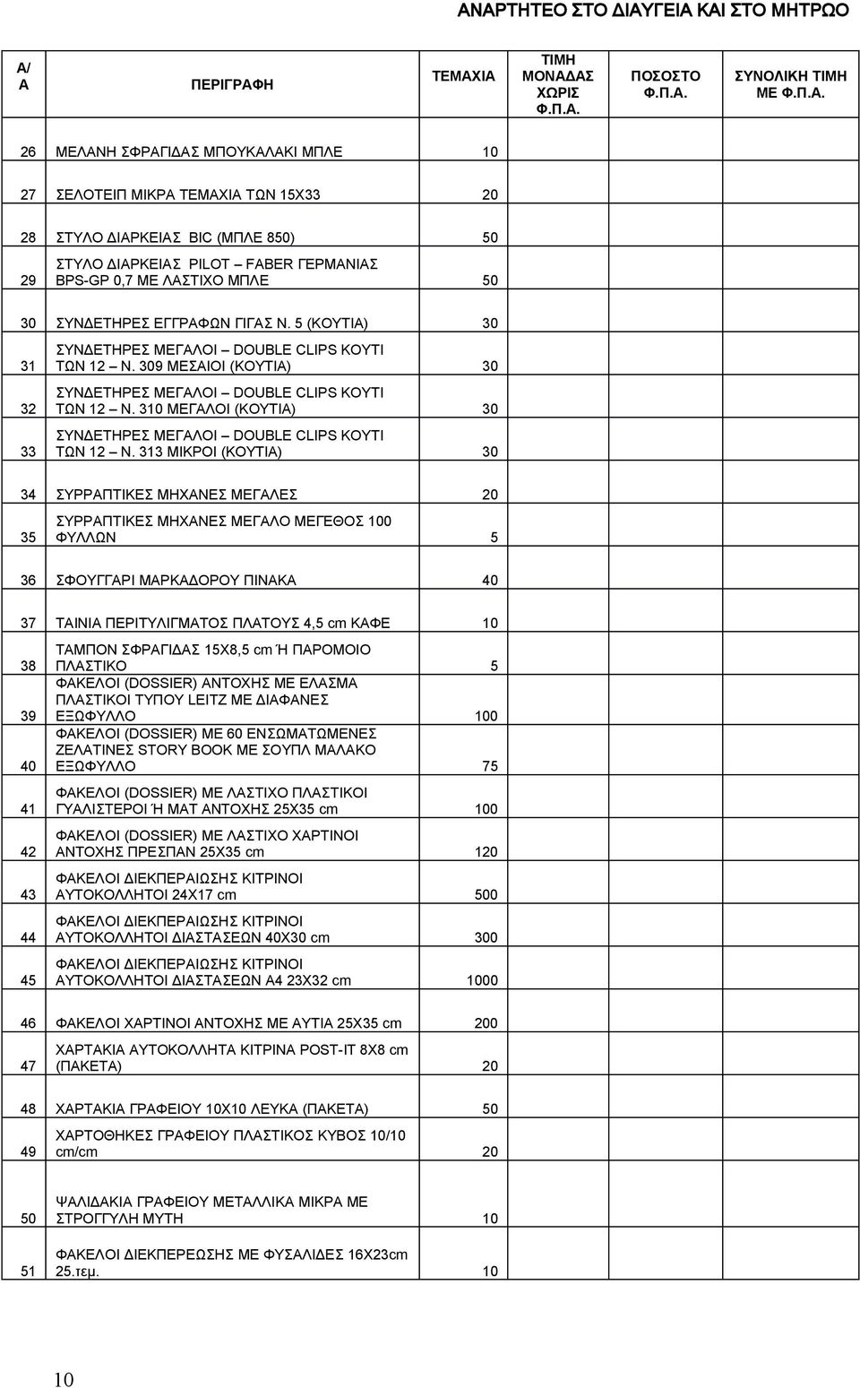 310 ΜΕΓΛΟΙ (KOYTIA) 30 ΣΥΝΔΕΤΗΡΕΣ ΜΕΓΛΟΙ DOUBLE CLIPS ΚΟΥΤΙ ΤΩΝ 12 Ν.