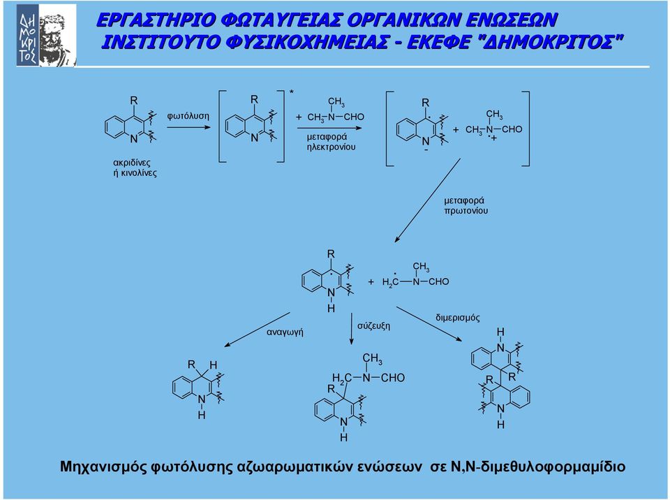 + ακριδίνες ή κινολίνες µεταφορά πρωτονίου R R αναγωγή.