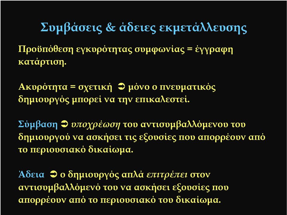 Σύµβαση υϖοχρέωση του αντισυµβαλλόµενου του δηµιουργού να ασκήσει τις εξουσίες ϖου αϖορρέουν αϖό το