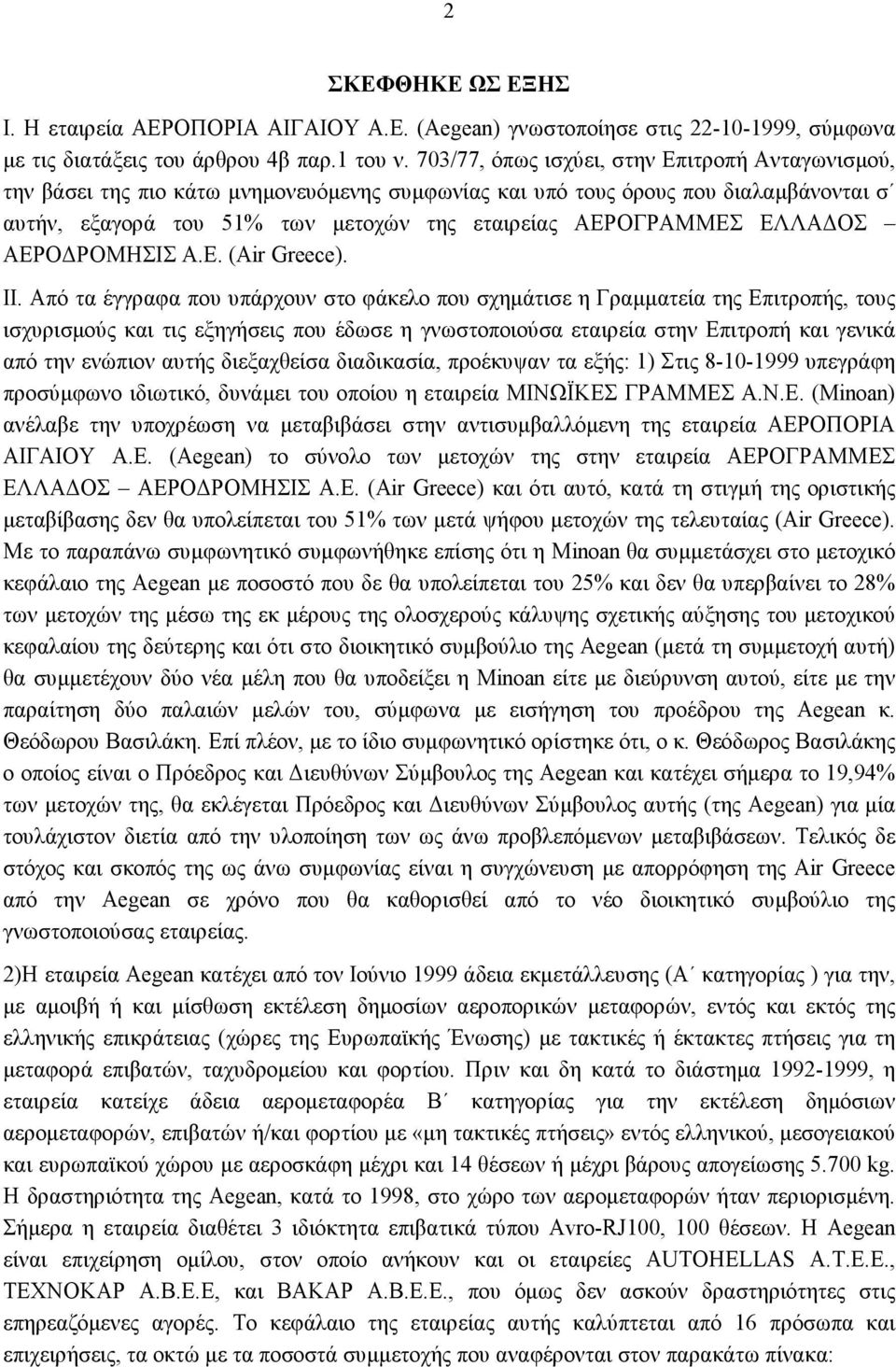 ΕΛΛΑΔΟΣ ΑΕΡΟΔΡΟΜΗΣΙΣ Α.Ε. (Air Greece). ΙΙ.