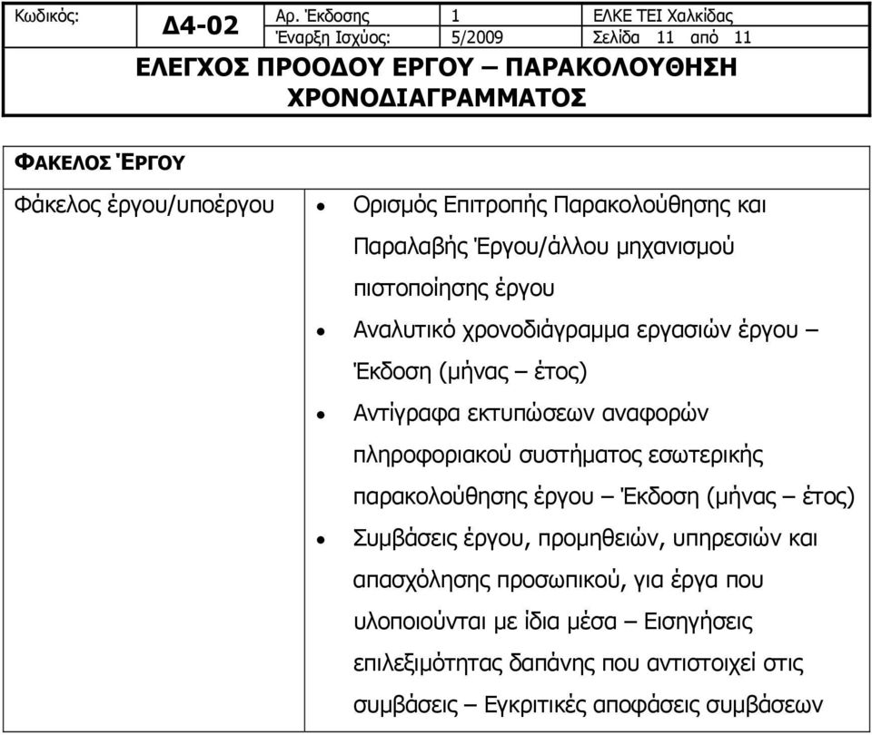 πληροφοριακού συστήματος εσωτερικής παρακολούθησης έργου Έκδοση (μήνας έτος) Συμβάσεις έργου, προμηθειών, υπηρεσιών και απασχόλησης