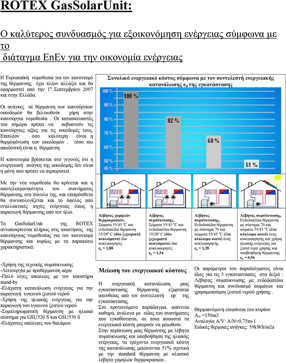 Συνολικό ενεργειακό κόστος σύµφωνα µε τον συντελεστή ενεργειακής κατανάλωσης e p της εγκατάστασης Οι ανάγκες σε θέρµανση των καινούργιων οικοδοµών θα βελτιωθούν χάρη στην καινούργια νοµοθεσία.