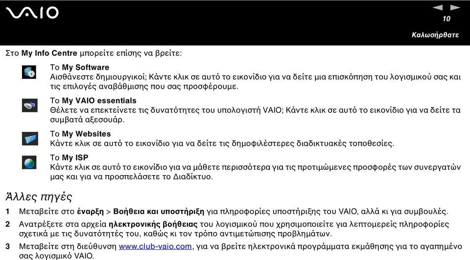 Το Μy Websites Κάντε κλικ σε αυτό το εικονίδιο για να δείτε τις δηµοφιλέστερες διαδικτυακές τοποθεσίες.