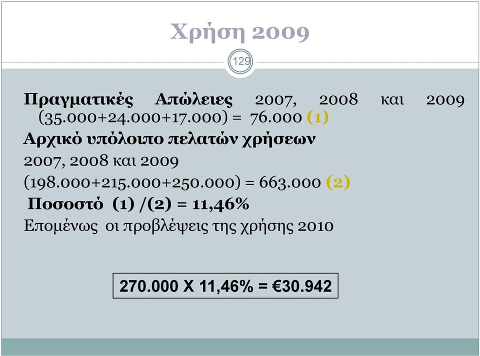 000 (1) Αρχικό υπόλοιπο πελατών χρήσεων 2007, 2008 και 2009 (198.