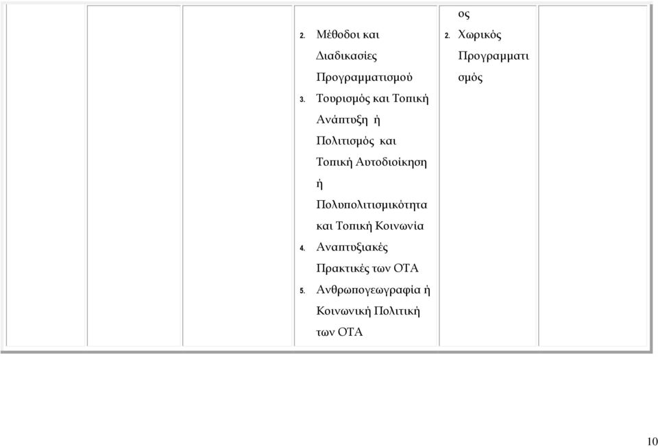 Χωρικός Προγραµµατι σµός Ανάϖτυξη ή Πολιτισµός και Τοϖική