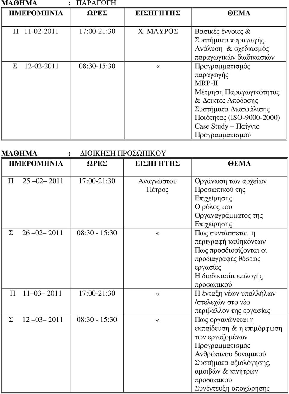 Study Παίγνιο Προγραµµατισµού ΜΑΘΗΜΑ : ΙΟΙΚΗΣΗ ΠΡΟΣΩΠΙΚΟΥ Π 25 02 2011 17:00-21:30 Αναγνώστου Πέτρος Οργάνωση των αρχείων Προσωπικού της Επιχείρησης Ο ρόλος του Οργαναγράµµατος της Επιχείρησης Σ 26