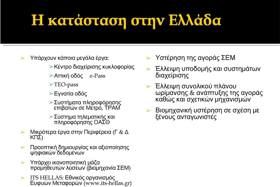 αγοράς καθώς και σχετικών μηχανισμών Βιομηχανική υστέρηση σε σχέση με ξένους ανταγωνιστές Μικρότερα έργα στην Περιφέρεια (Γ & Δ ΚΠΣ) Προοπτική δημιουργίας