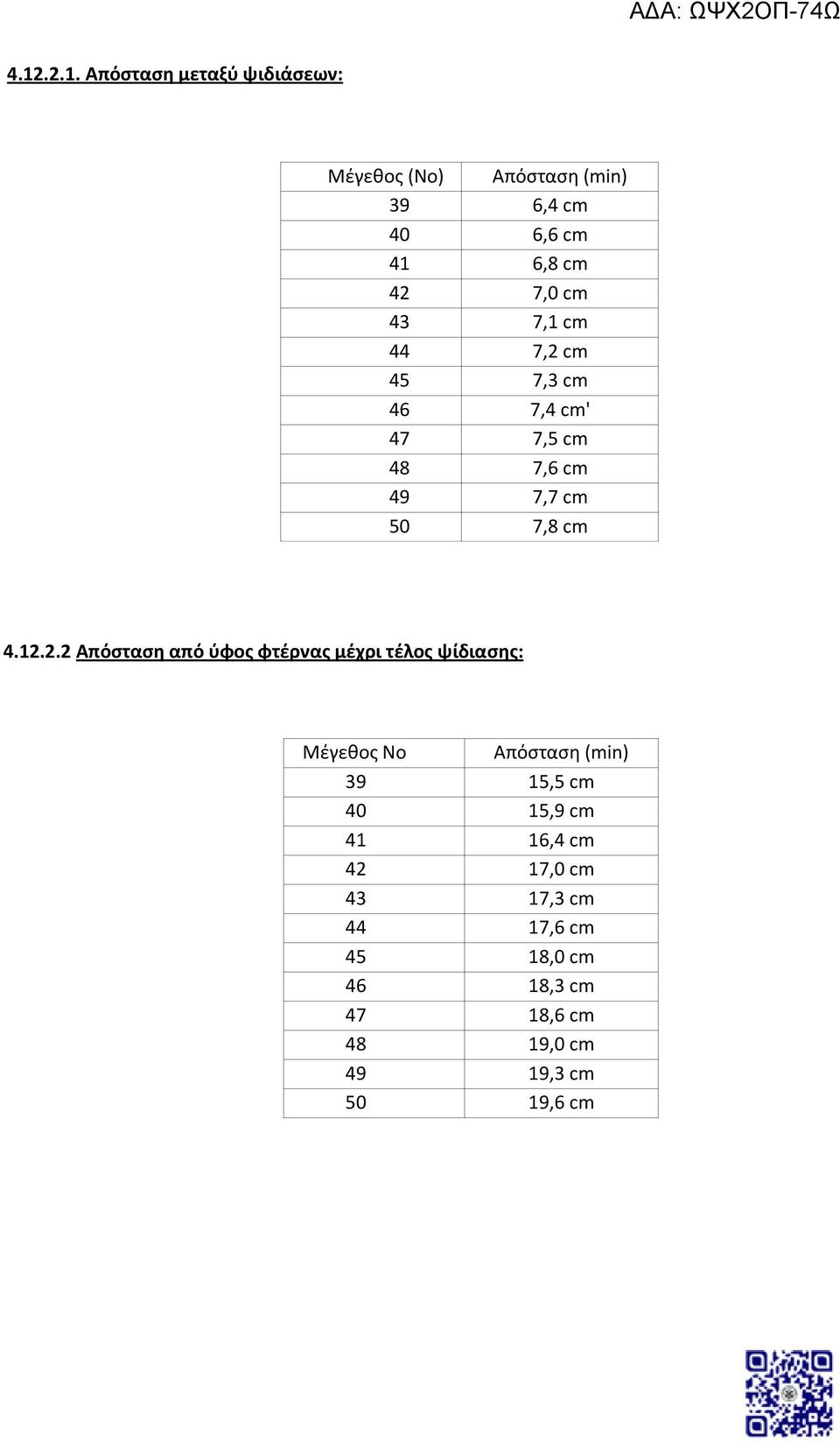 cm 45 7,3 cm 46 7,4 cm' 47 7,5 cm 48 7,6 cm 49 7,7 cm 50 7,8 cm 4.12.