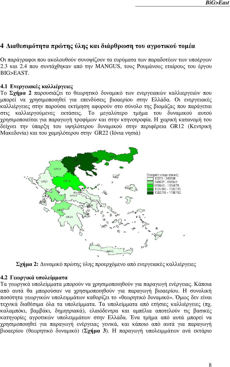 1 Ενεργειακές καλλιέργειες Το Σχήµα 2 παρουσιάζει το θεωρητικό δυναµικό των ενεργειακών καλλιεργειών που µπορεί να χρησιµοποιηθεί για επενδύσεις βιοαερίου στην Ελλάδα.