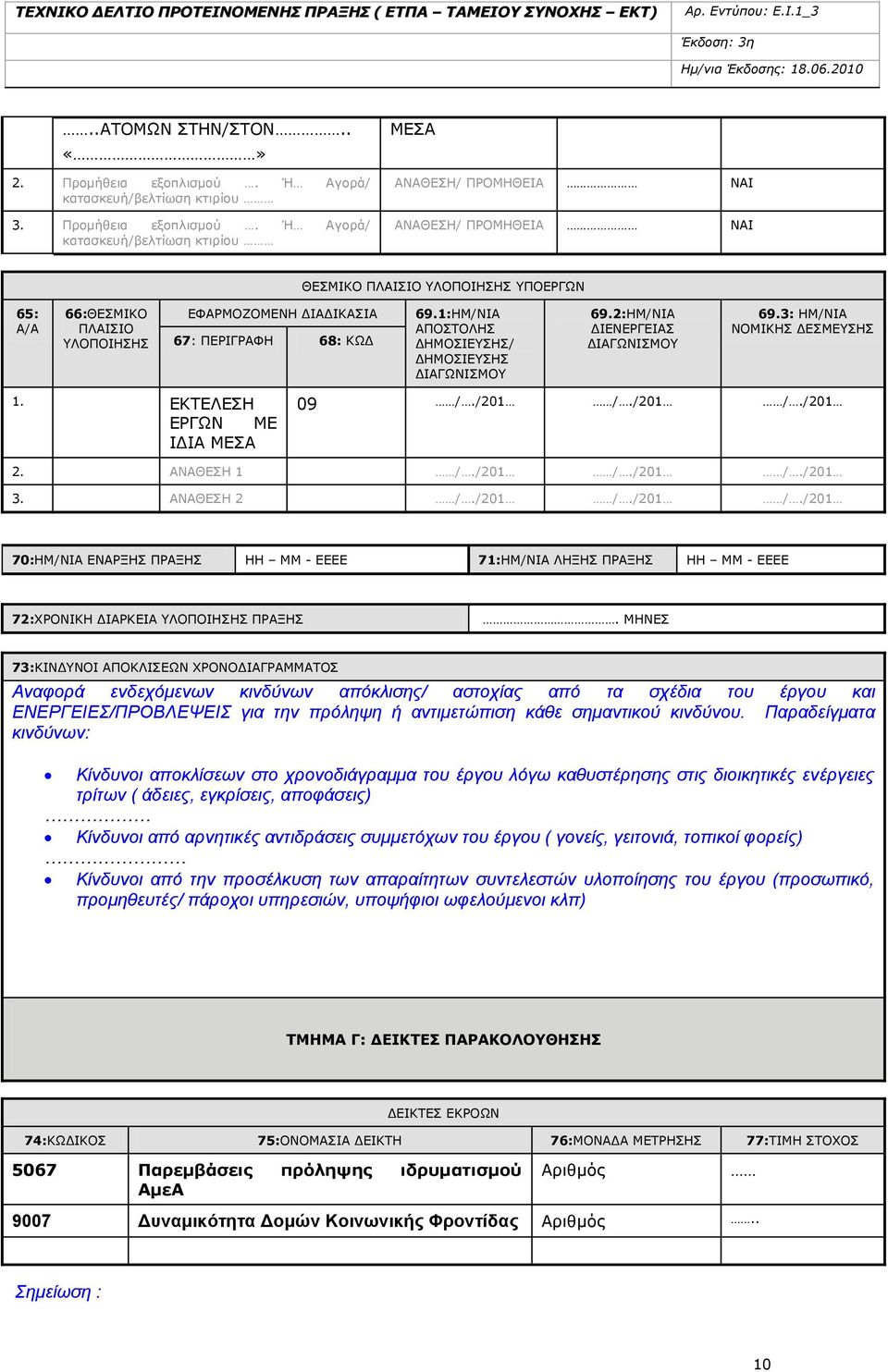 Ή Αγορά/ κατασκευή/βελτίωση κτιρίου ΜΕΣΑ ΑΝΑΘΕΣΗ/ ΠΡΟΜΗΘΕΙΑ NAI ΑΝΑΘΕΣΗ/ ΠΡΟΜΗΘΕΙΑ NAI ΘΕΣΜΙΚΟ ΠΛΑΙΣΙΟ ΥΛΟΠΟΙΗΣΗΣ ΥΠΟΕΡΓΩΝ 65: Α/Α 66:ΘΕΣΜΙΚΟ ΠΛΑΙΣΙΟ ΥΛΟΠΟΙΗΣΗΣ ΕΦΑΡΜΟΖΟΜΕΝΗ ΔΙΑΔΙΚΑΣΙΑ 67: ΠΕΡΙΓΡΑΦΗ