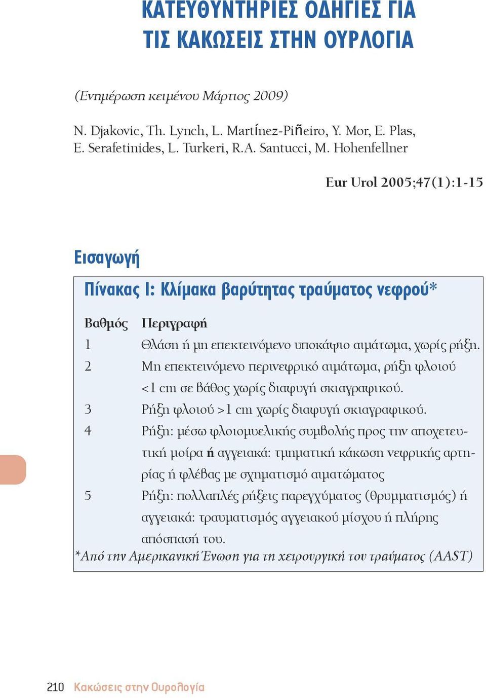 2 Mη επεκτεινόμενο περινεφρικό αιμάτωμα, ρήξη φλοιού <1 cm σε βάθος χωρίς διαφυγή σκιαγραφικού. 3 Ρήξη φλοιού >1 cm χωρίς διαφυγή σκιαγραφικού.