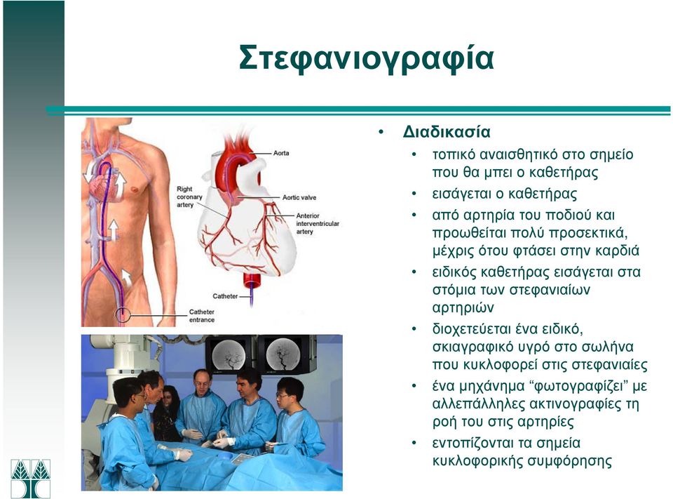 των στεφανιαίων αρτηριών διοχετεύεται ένα ειδικό, σκιαγραφικό υγρό στο σωλήνα που κυκλοφορεί στις στεφανιαίες ένα