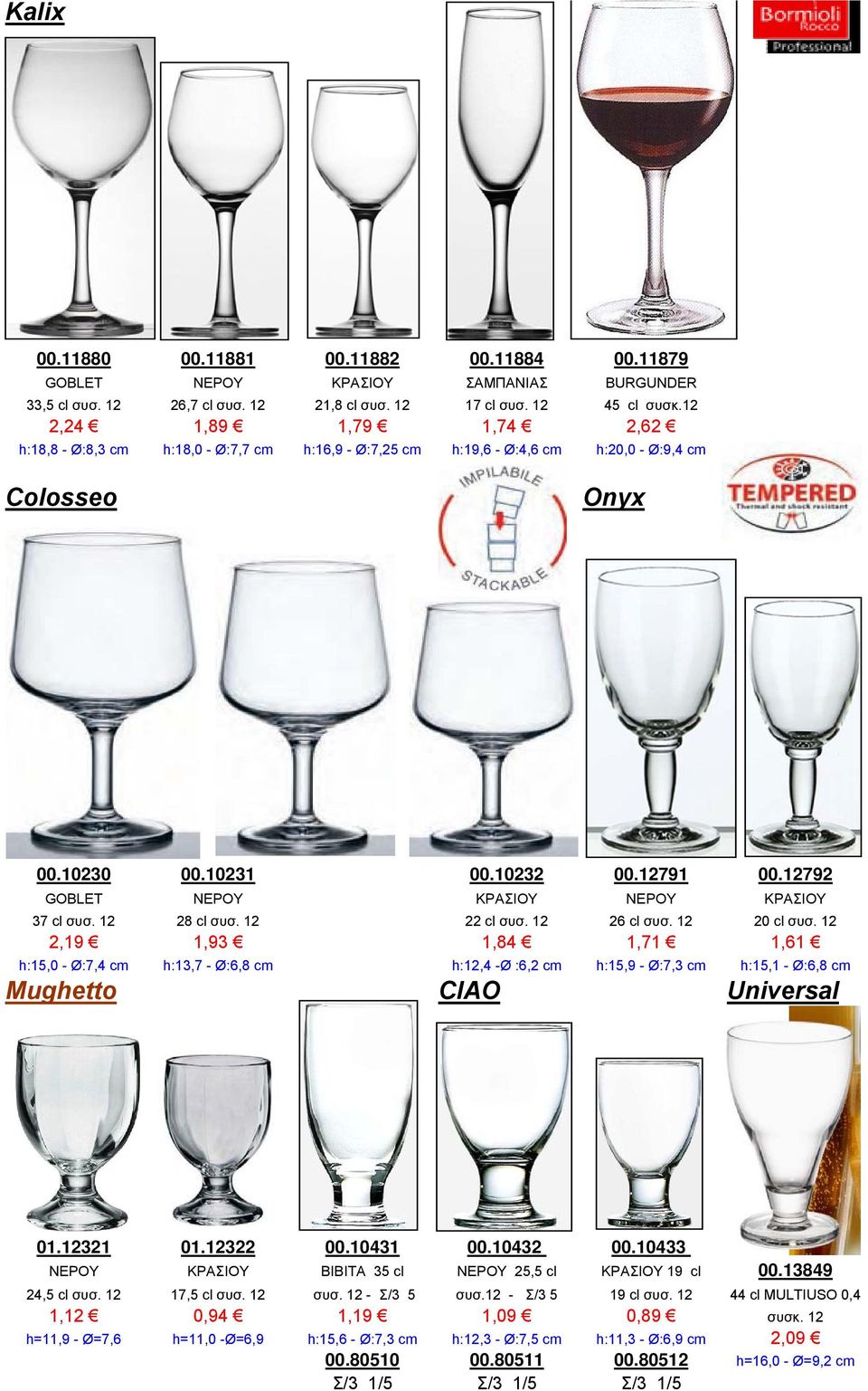 12792 GOBLET ΝΕΡΟΥ ΚΡΑΣΙΟΥ ΝΕΡΟΥ ΚΡΑΣΙΟΥ 37 cl συσ. 12 28 cl συσ. 12 22 cl συσ. 12 26 cl συσ. 12 20 cl συσ.