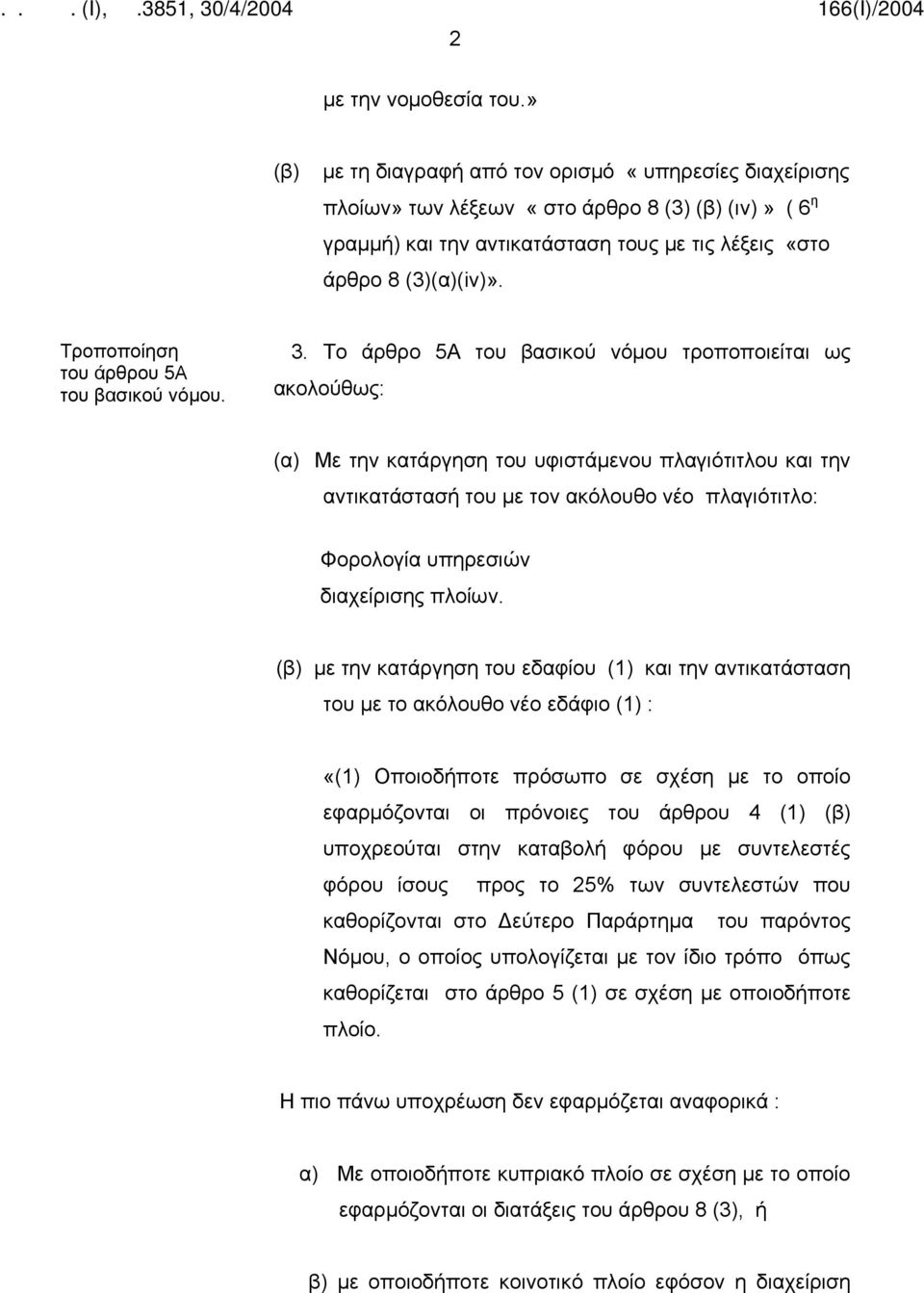 Τροποποίηση του άρθρου 5Α του βασικού νόμου. 3.