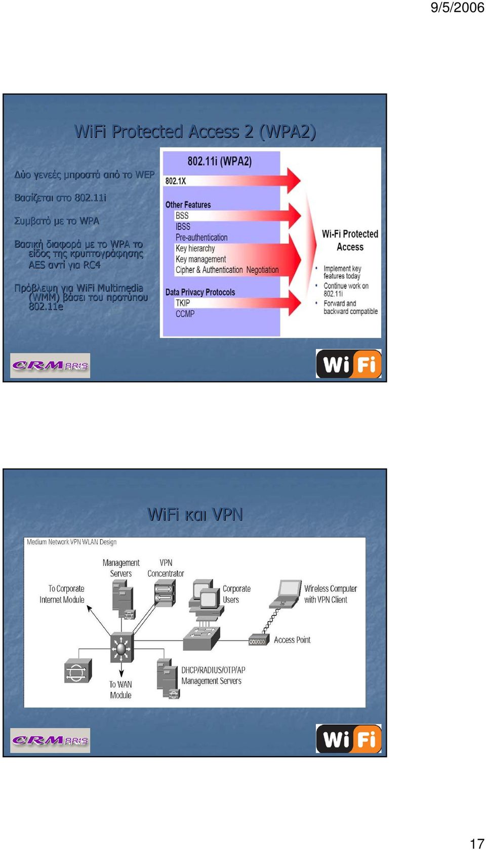 11i Συµβατό µε το WPA Βασική διαφορά µε το WPA το είδος της