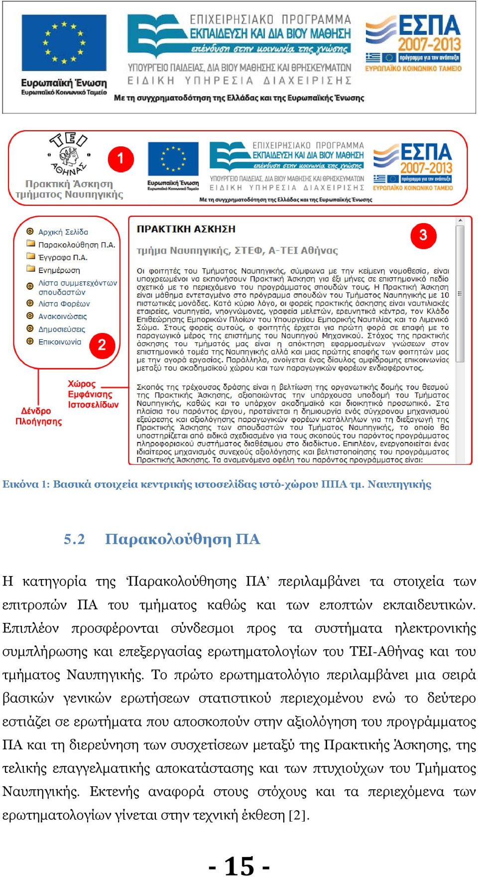 Επιπλέον προσφέρονται σύνδεσμοι προς τα συστήματα ηλεκτρονικής συμπλήρωσης και επεξεργασίας ερωτηματολογίων του ΤΕΙ-Αθήνας και του τμήματος Ναυπηγικής.