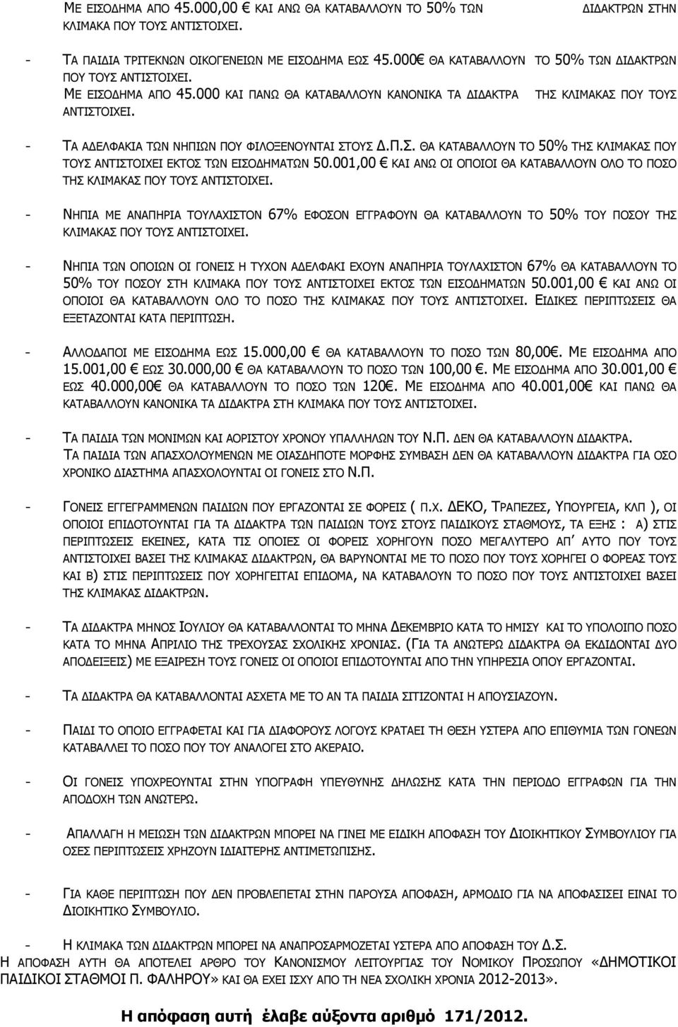 ΤΗΣ ΚΛΙΜΑΚΑΣ ΠΟΥ ΤΟΥΣ - ΤΑ Α ΕΛΦΑΚΙΑ ΤΩΝ ΝΗΠΙΩΝ ΠΟΥ ΦΙΛΟΞΕΝΟΥΝΤΑΙ ΣΤΟΥΣ.Π.Σ. ΘΑ ΚΑΤΑΒΑΛΛΟΥΝ ΤΟ 50% ΤΗΣ ΚΛΙΜΑΚΑΣ ΠΟΥ ΤΟΥΣ ΑΝΤΙΣΤΟΙΧΕΙ ΕΚΤΟΣ ΤΩΝ ΕΙΣΟ ΗΜΑΤΩΝ 50.