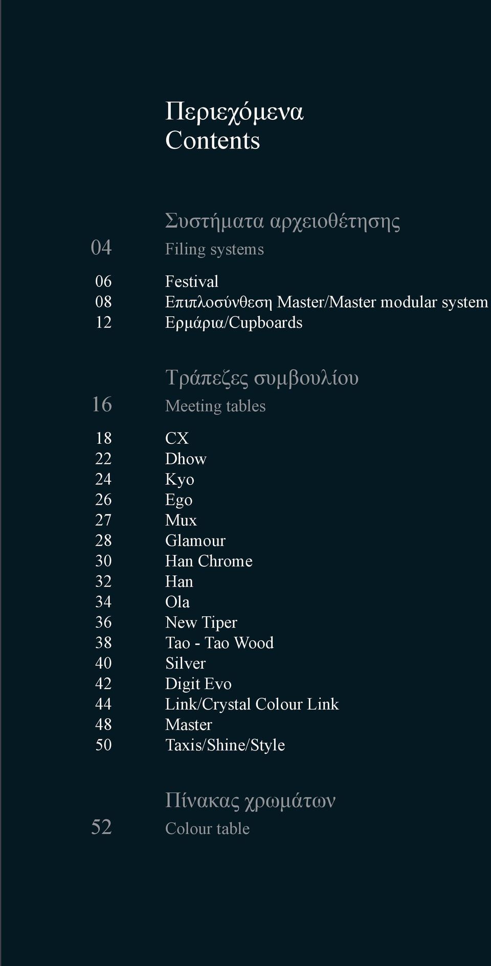 Τράπεζες συμβουλίου Meeting tables CX Dhow Kyo Ego Mux Glamour Han Chrome Han Ola New Tiper Tao -