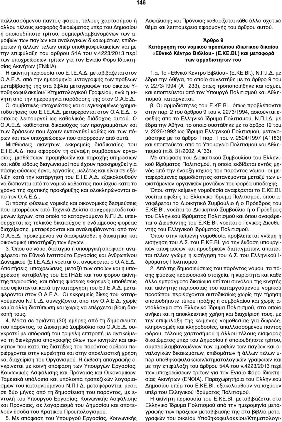 Η ακίνητη περιουσία του Ε.Ι.Ε.Α.Δ.